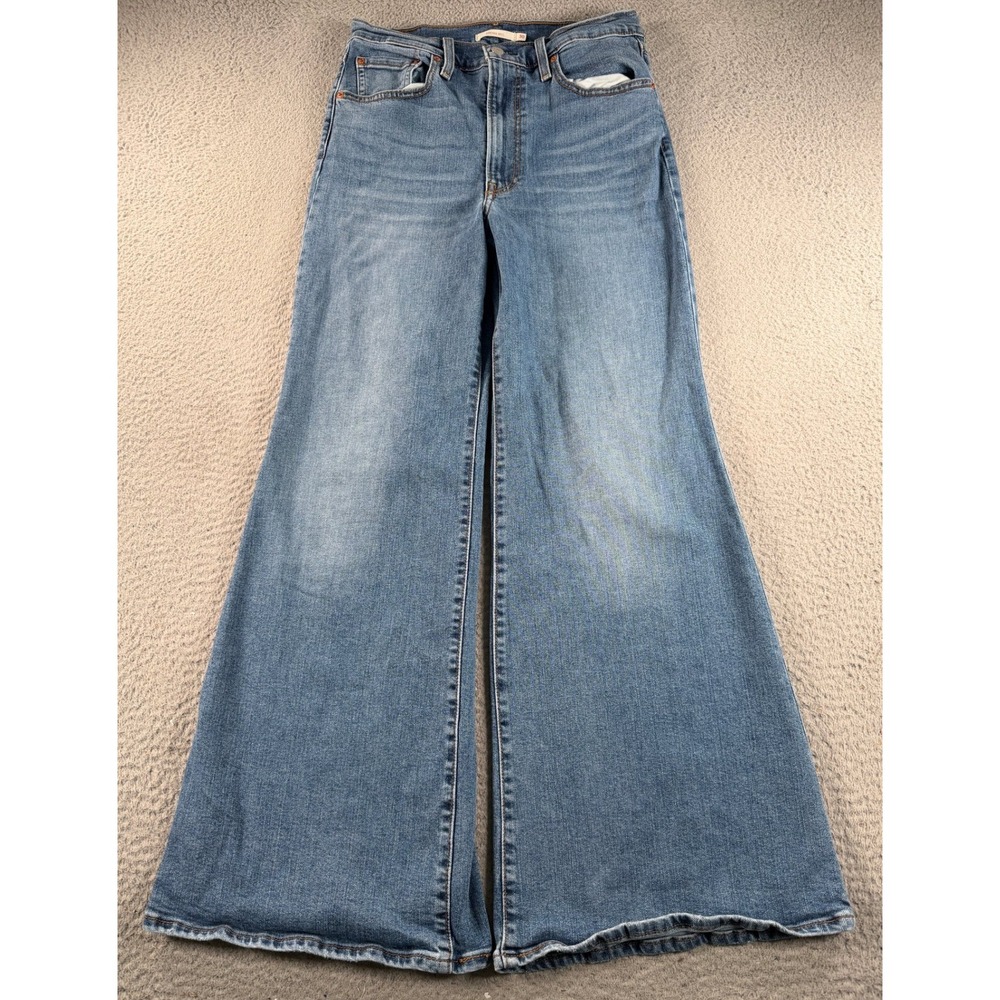 Levi's Jeans Ribcage Bell Women 30x30 Blue High Rise Wide Leg Flare Retro